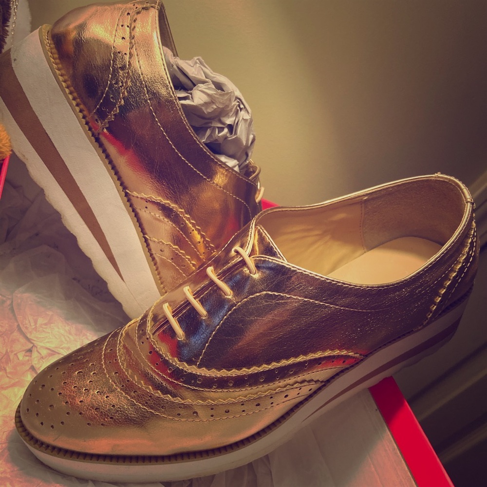 Rose Gold platform flat